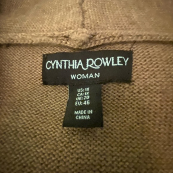 Cynthia Rowley Shawl Collar Sweater Button Tab Closure! Size 1X - Picture 2 of 3